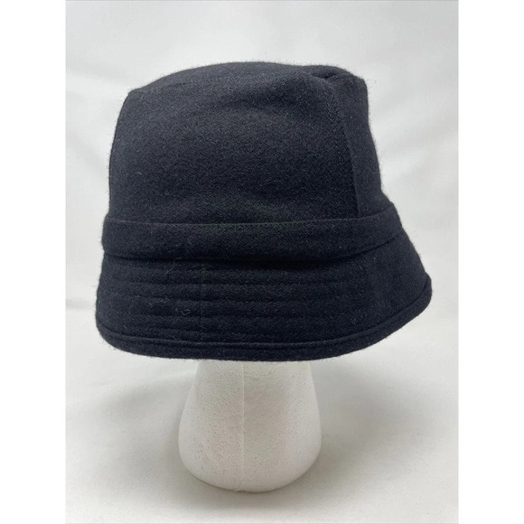 J. Crew Wool Blend Bucket Black Hat Women's Size S/M Button 80576 - Picture 3 of 7
